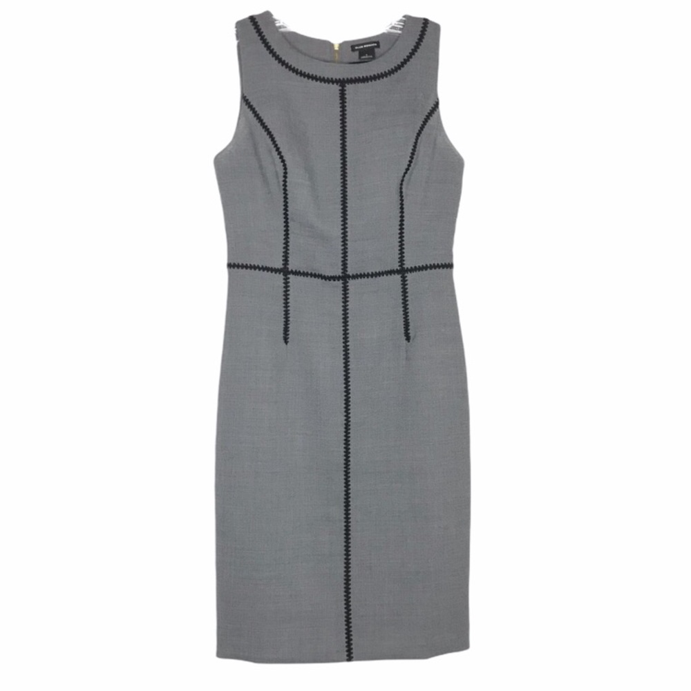 CLUB MONACO Gray Dress Black Rick Rack Trim Size 6